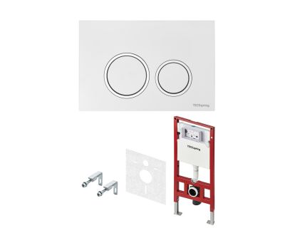 Инсталляция для унитаза TECEspring S955103, панель смыва с круглыми  кнопками, белый глянцевый/хром глянцевый  (4 в 1)