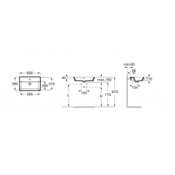 Умывальник врезной Gap Square 60x39 A3270YA000, белый