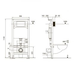 Инсталляция для унитаза TECEspring S955104, панель смыва с круглыми  кнопками, черный, матовый  (4 в 1)