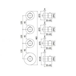 Внешняя часть смесителя ТЕРМОСТАТ на 3 выхода Paffoni Modular Box (цвет - черный матовый), MDE019NO