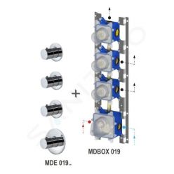 Внешняя часть смесителя ТЕРМОСТАТ на 3 выхода Paffoni Modular Box (цвет - черный матовый), MDE019NO