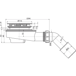 Сифон Alcaplast A491CR для душевого поддона, низкий, хром