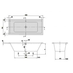 Акриловая ванна VILLEROY & BOCH Targa Plus Duo 1700x750х430 мм, UBA170NES2V01+U99740000