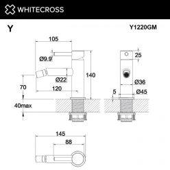 Смеситель Whitecross Y gunmetal Y1220GM, для биде, цвет оружейная сталь