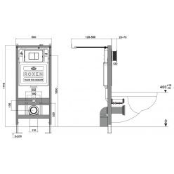 Инсталляция для подвесного унитаза Roxen StounFix Slim 710200 с клавишей смыва Caspia 410280B