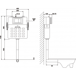 Бачок скрытого монтажа Roxen Attach 945173 с кнопкой, для приставного унитаза