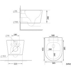 Комплект инсталляции 6 в 1 Roxen StounFix Slim 921358 с унитазом 530120-01 и клавишей смыва Caspia 410280B