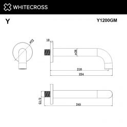 Излив Whitecross для ванны Y gunmetal Y1200GM, цвет оружейная сталь