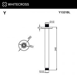 Держатель верхнего душа Whitecross Y black Y1321BL, 24 см, цвет черный матовый