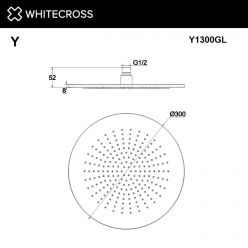 Верхний душ Whitecross Y gold Y1300GL, с шарнирным соединением, круглый, 30 см, цвет золото