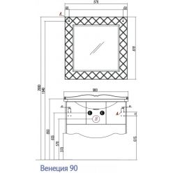 Зеркало Венеция 90, зеркальная рама, 1A155702VN010