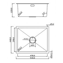 Мойка кухонная Roxen Uno 560210-54B 54x44 графит