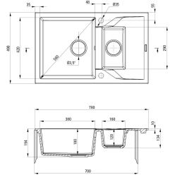 Мойка кухонная Deante Andante ZQN_N513 78x49 черная