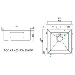 Мойка кухонная ARFEKA ECO AR 450*500 GOLD PVD NANO