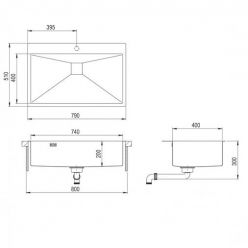 Мойка кухонная AquaSanita Steel AIR 100 M 79х51