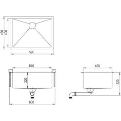 Мойка кухонная AquaSanita Steel ENN 100 L 59х45