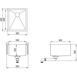 Мойка кухонная AquaSanita Steel ENN 100 M 39х45