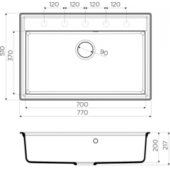 Мойка кухонная Omoikiri Daisen 77-BL 77x51 черный