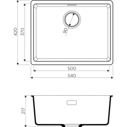 Мойка кухонная Omoikiri Kata 54-U-BL 54x42 черный