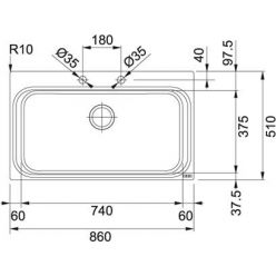 Мойка кухонная FRANKE AEX 610 86х51