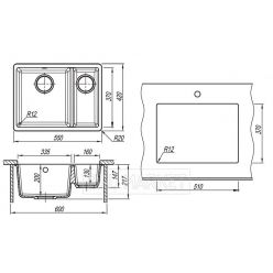 Мойка кухонная Florentina Вега 335/160 грей (22.325.D0510.305)