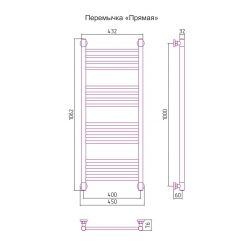 Полотенцесушитель водяной Сунержа Богема+ 1000x400, матовый черный