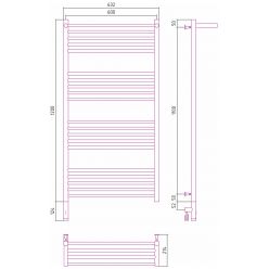 Полотенцесушитель электрический Сунержа Богема 3.0 1200 x 600 с полкой, ширина 63.2 см, высота 132.4 см, матовый черный, L/R