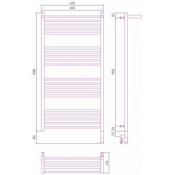 Полотенцесушитель электрический Сунержа Богема 3.0 1200 x 600 с полкой, ширина 63.2 см, высота 132.4 см, матовый черный, L/R