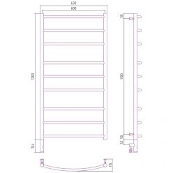 Полотенцесушитель электрический Сунержа Галант 3.0, высота 120 см, ширина 60 см, диммер слева/справа, цвет хром, 00-5800-1260/00-5801-1260