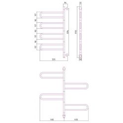Полотенцесушитель электрический Сунержа Парео 4.0, ширина 55 см высота 100 см, 4 поворотные секции, хром, 00-0823-0978
