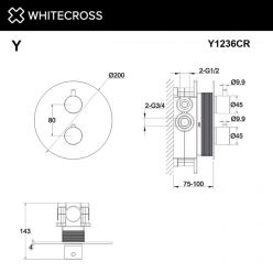 Смеситель Whitecross Y black Y1236BL для душа, термостатический, на 2 потребителя, цвет черный матовый