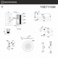 Душевая система Whitecross Y gunmetal YSET11GM, термостатическая, на 3 потребителя, цвет оружейная сталь