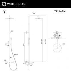 Душевая система Whitecross Y gunmetal Y1234GM, термостатическая, цвет оружейная сталь