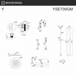 Душевая система Whitecross Y brushed nickel YSET09NIB, термостатическая, на 2 потребителя, цвет никель брашированный