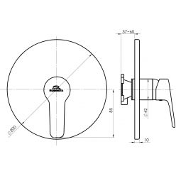 Смеситель для душа Rubineta Kubo-1F-Uno PM0001 хром