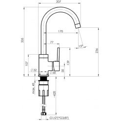 Смеситель для кухни Rubineta Axe-33 (ST) AX30058 сталь