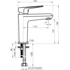 Смеситель для умывальника Rubineta Deli-18 D80008 хром