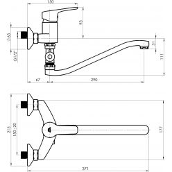 Смеситель для ванны Rubineta Uno-12/G N2GD01 хром