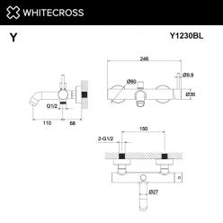 Смеситель Whitecross Y black Y1230BL для ванны, цвет черный матовый