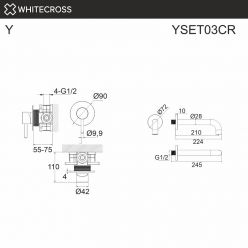 Смеситель Whitecross Y black YSET03BL для ванны, цвет черный матовый