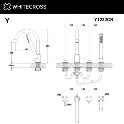 Смеситель Whitecross Y chrome Y1232CR для ванны, с душевым гарнитуром, цвет хром