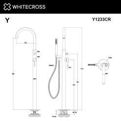 Смеситель Whitecross Y black Y1233BL для ванны, напольный, с душевым гарнитуром, цвет черный матовый