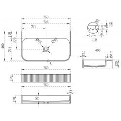 Умывальник Vincea Solid Surface VWB-6SG75MW