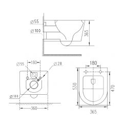 Унитаз подвесной Roxen Vortex 530160-01 36,5x53 с сиденьем дюропласт SoftClose