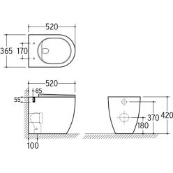 Унитаз приставной Roxen Antares 650185-01 36,5x52 Rimless Soft Close