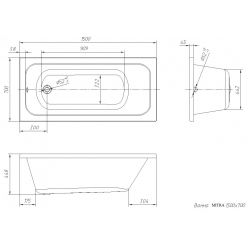 Ванна акриловая VentoSpa Mitra LA 150x70 с каркасом