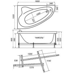 Ванна акриловая Triton Николь New 160x100 L левая