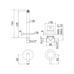 Встраиваемый смеситель для раковины Paffoni Light LIG006ST70 (нерж. сталь)